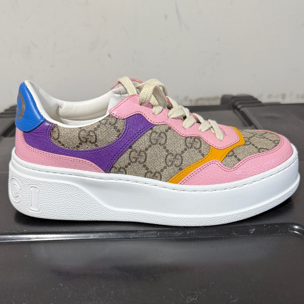 Gucci Pink and Purple Accent Sneakers
